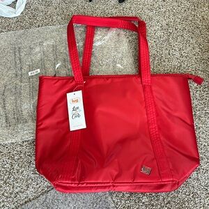 Lug scramble cooler tote poppy red new